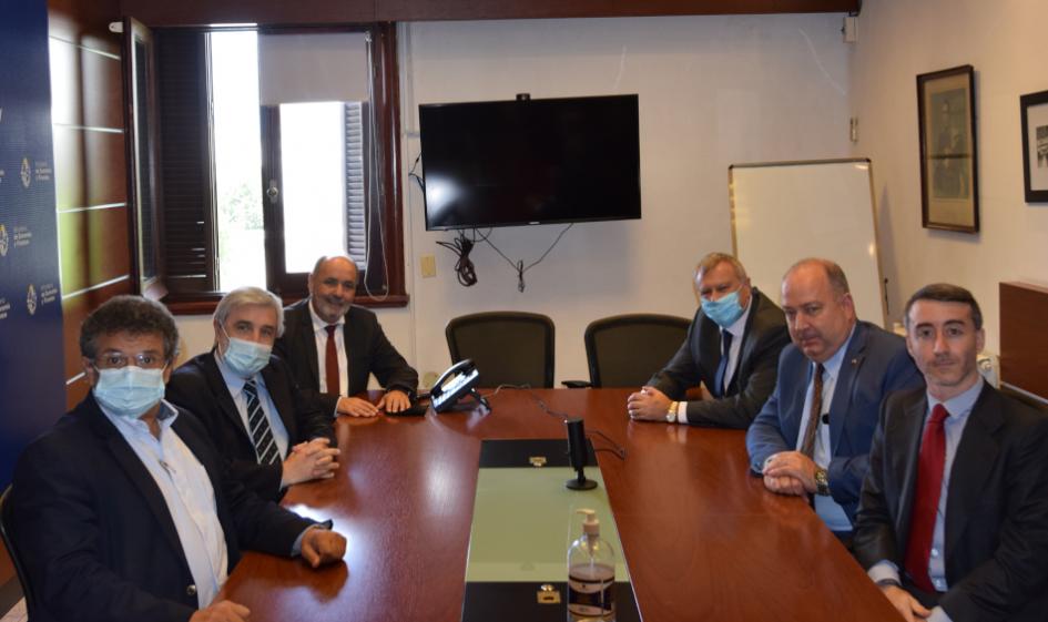 Fernando Blanco, Alejandro Irastorza, Jaime Borgiani, autoridades de OMA y UNODC Presentación en el MEF