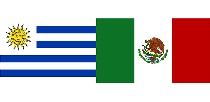 Banderas de Uruguay y México
