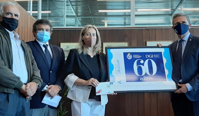 Pozzi, Blanco, Faral y Navarrine Sello conmemorativo de los 60 años de la Dirección General Impositiva