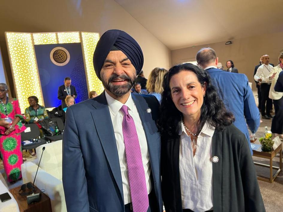 Presidente del Banco Mundial Ajay Banga y ministra Azucena Arbeleche Presidente del Banco Mundial Ajay Banga y ministra Azucena Arbeleche