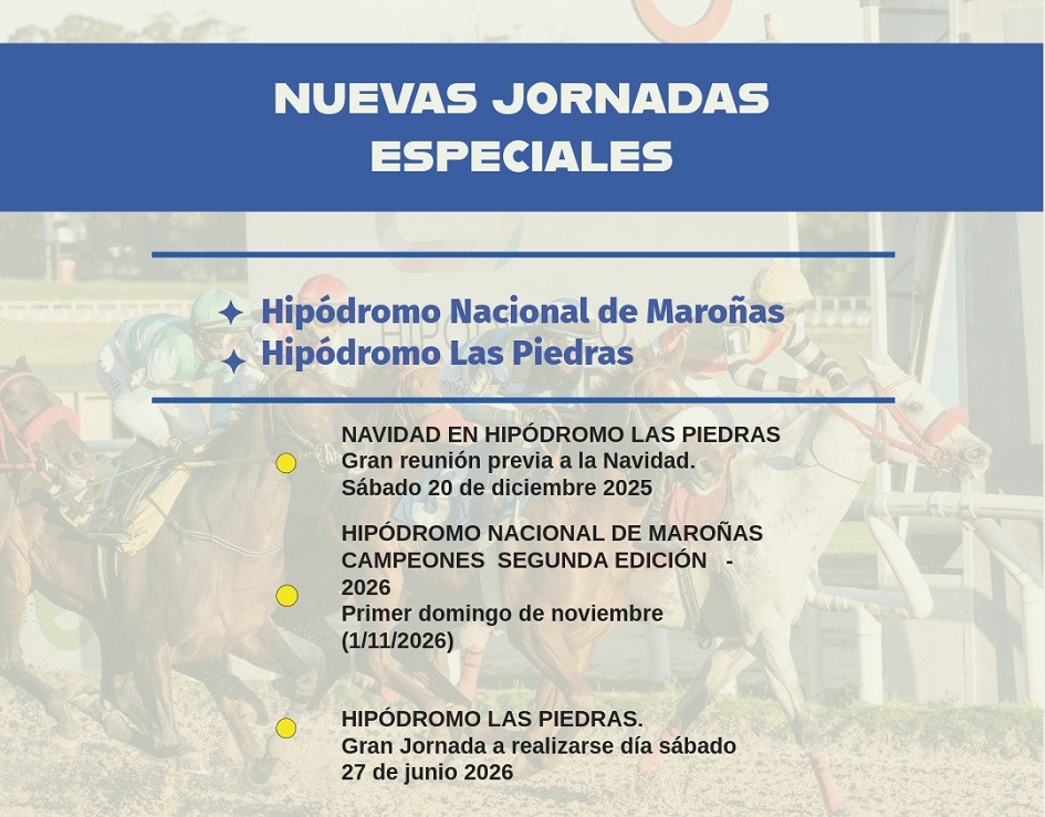 Nuevos premios en Maroñas y Las Piedras Información de los nuevos premios