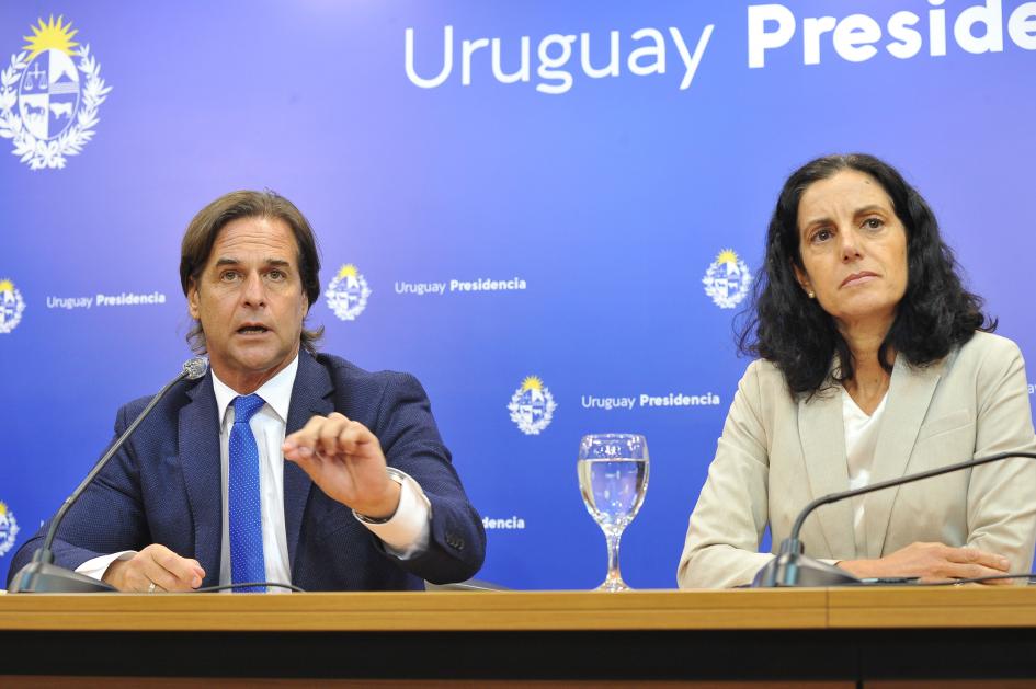 Presidente Luis Lacalle Pou y ministra de Economía y Finanzas Azucena Arbeleche Presidente Luis Lacalle Pou y ministra de Economía y Finanzas Azucena Arbeleche