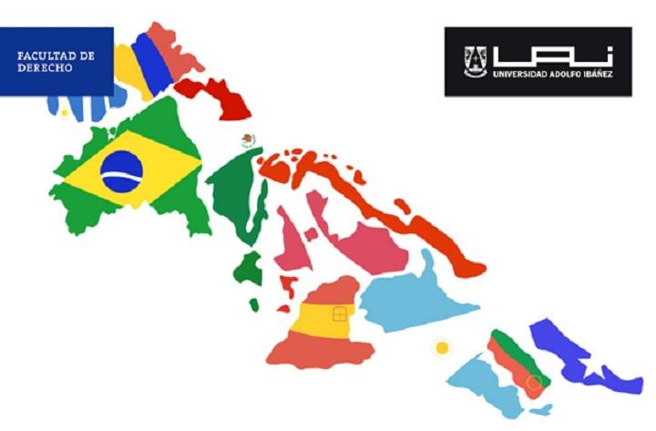 Seminario Internacional: Desafíos para la Libre Competencia en Iberoamérica vista de varias banderas de los países para el seminario