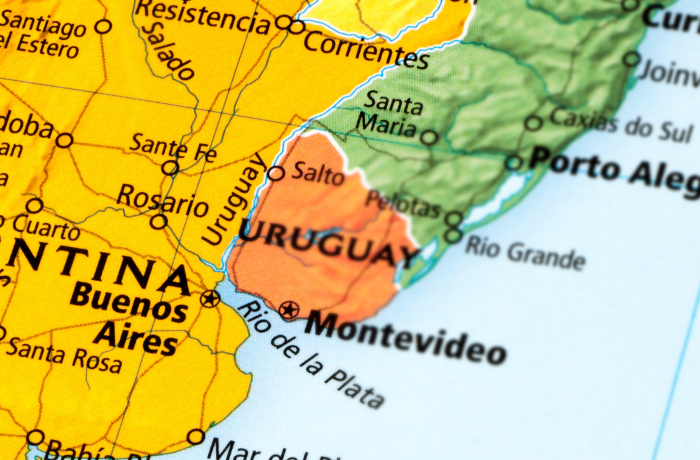Mapa de Uruguay y sus fronteras