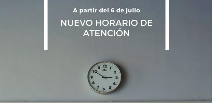 Nuevo horario de atención Nuevo horario de atención