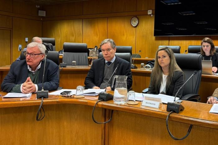 Joaquín Serra, Martín Vallcorba, Paola Maerro Presentación proyecto de ley en Comisión de Hacienda
