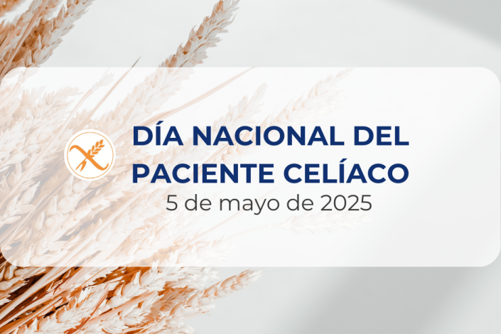 Imagen de trigo con el siguiente texto: Día Nacional del Paciente Celíaco. 5 de mayo de 2025. 