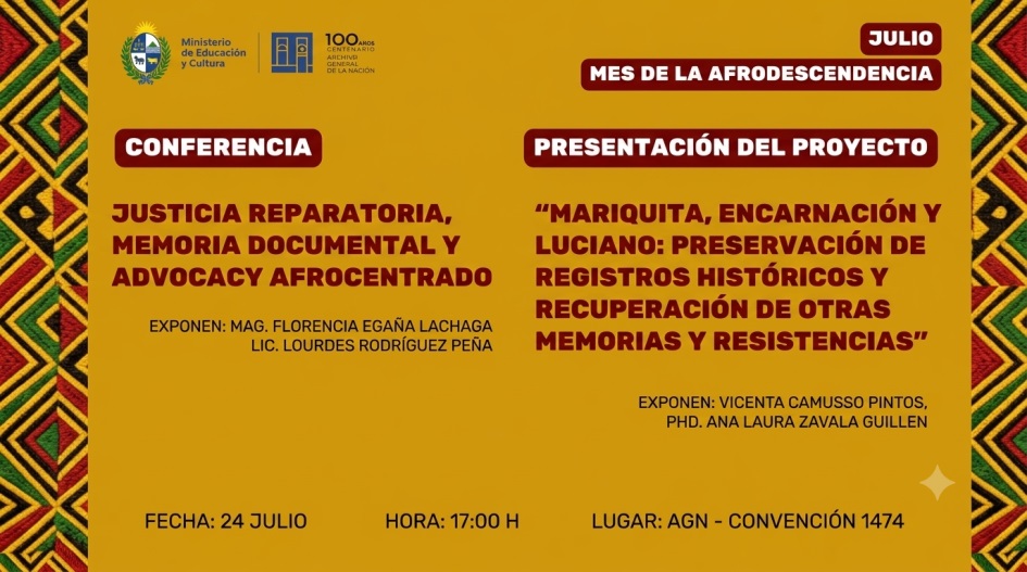 Placa con actividades del AGN