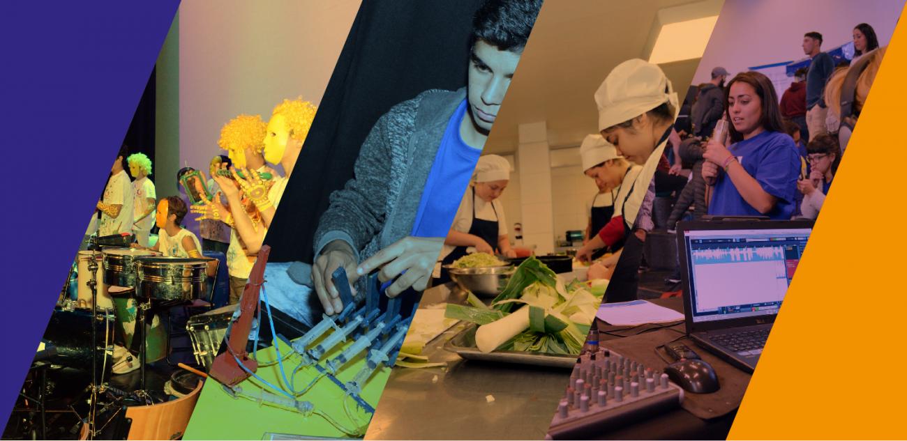 CECAP collage de jóvenes en diferentes talleres de CECAP