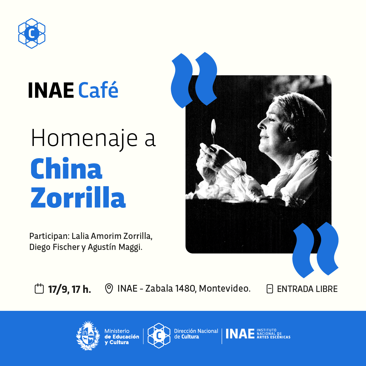 invitación con título y foto de China de perfil