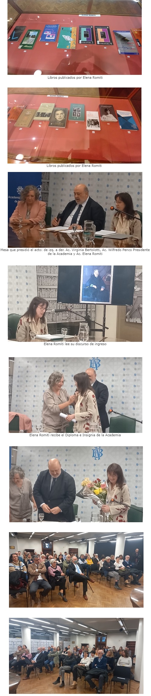 Ceremonia de incorporación de Elena Romiti como académica de número