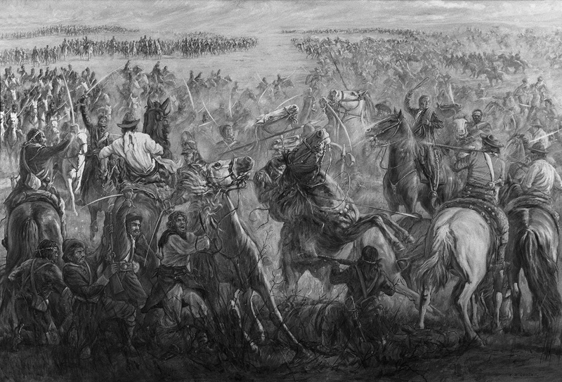  “Batalla de Rincón” obra del artista Esteban Garino. Museo Militar fortaleza “General Artigas”. Departamento de Estudios Históricos del Estado Mayor del Ejército.