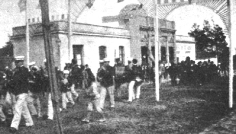 Banda de música y Comisión de festejos en Las Piedras, revista Rojo y Blanco n. 38, año 2 (08 set. 1901). Colección digital, Biblioteca Nacional del Uruguay.