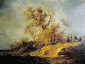 "Escena campestre" de Jan Van Goyen, óleo sobre tela.