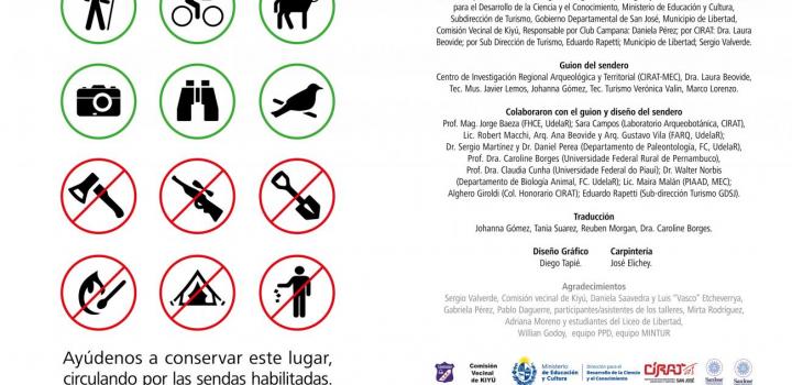 Recomendarciones para cuidar el lugar en cartel inicial del Sendero Camino del Indio, en Kiyú