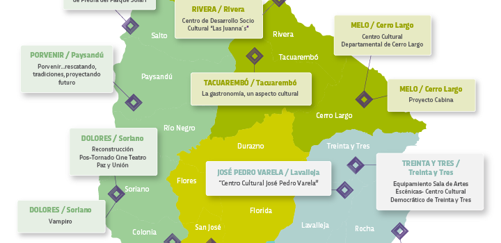 Proyectos seleccionados por departamento