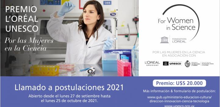Afiche Premio Premio Nacional L’ORÉAL - UNESCO “POR LAS MUJERES EN LA CIENCIA” - Convocatoria 2021