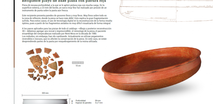 Imagen 6 del catálogo, recipiente playo de base plana con pintura roja