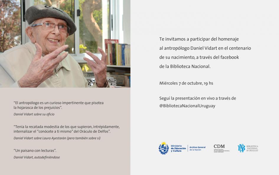 Invitación al homenaje de Daniel Vidart