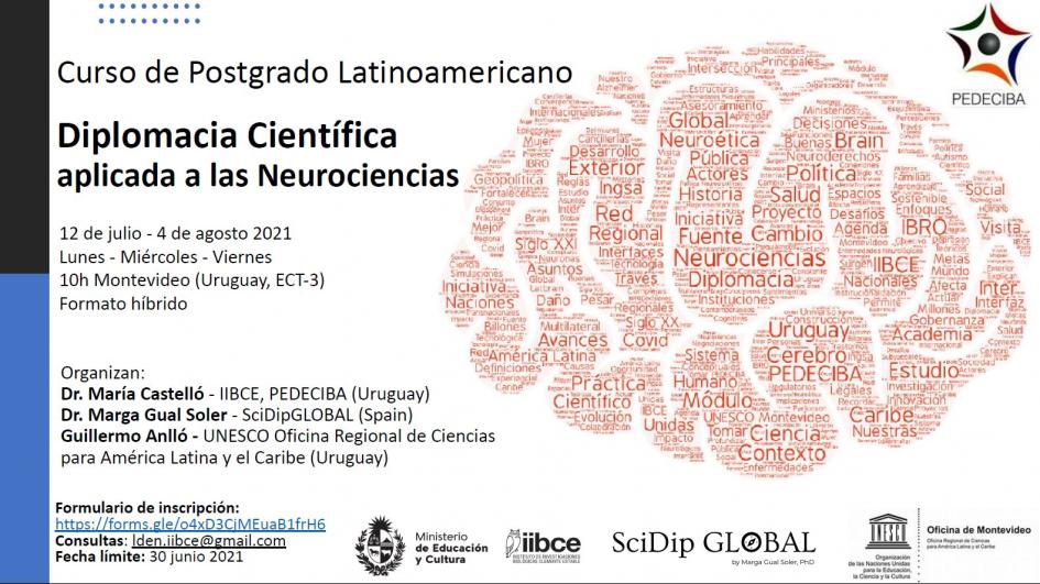 Afiche del curso de diplomacia científica aplicada a las neurociencias