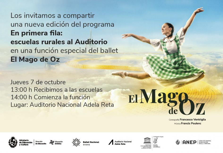 Gráfica de El mago de Oz. Bailarina saltando sobre nubes.