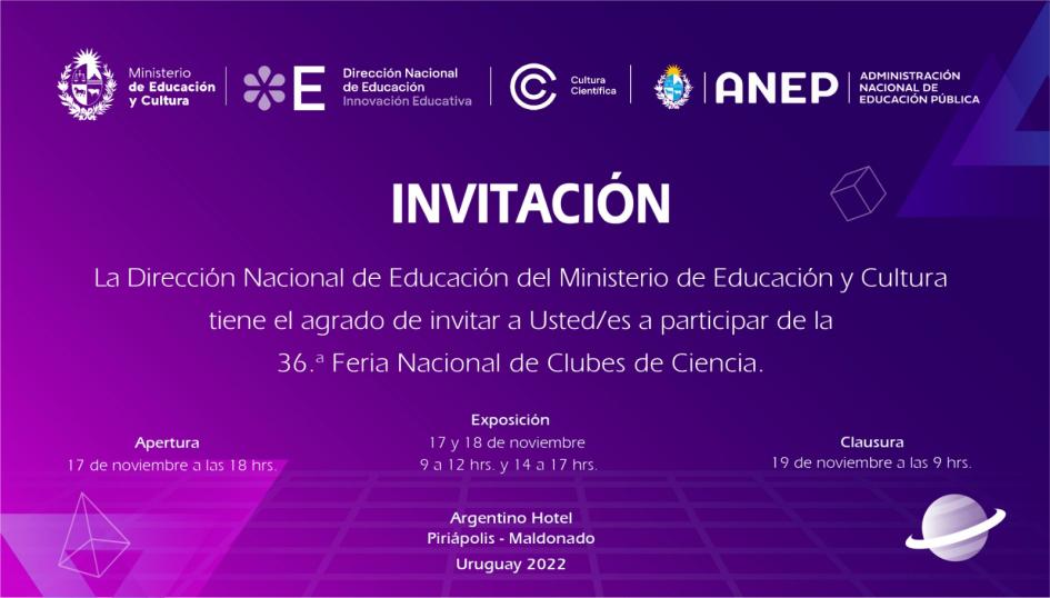 Invitación a la 36ª Feria Nacional de Clubes de Ciencia .