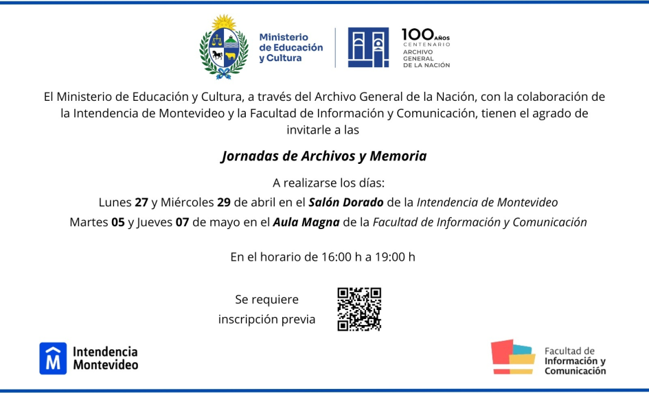 Invitación a las jornadas de Archivos y Memoria