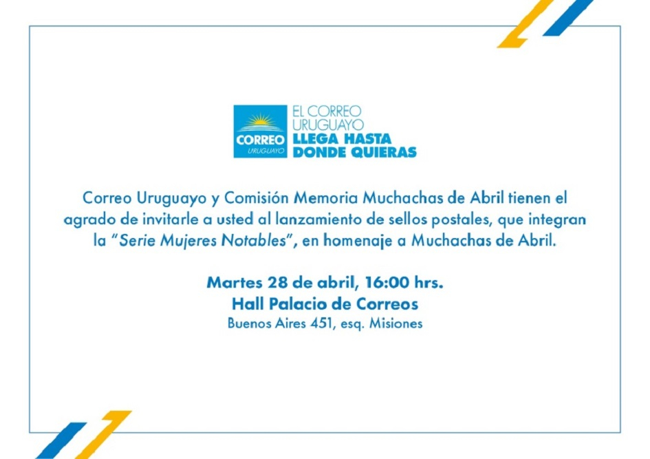 Invitación al sello homenaje de Muchachas de abril.