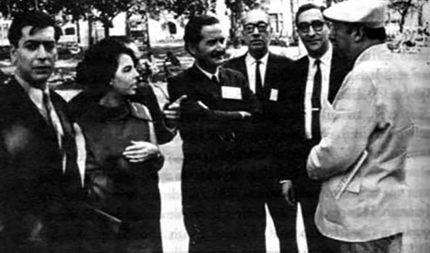 Mario Vargas Llosa, Patricia, Carlos Fuentes, Juan Carlos Onetti, Emir Rodríguez Monegal y Pablo Ner