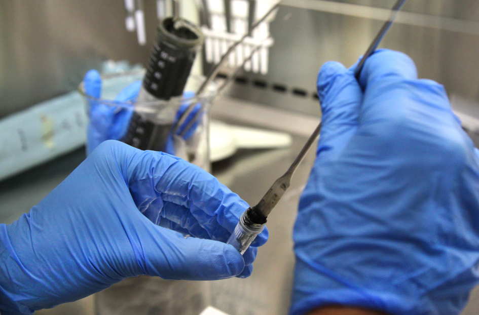 Trabajo en laboratorio con muestras colectadas en la expedición Uruguay Sub 200