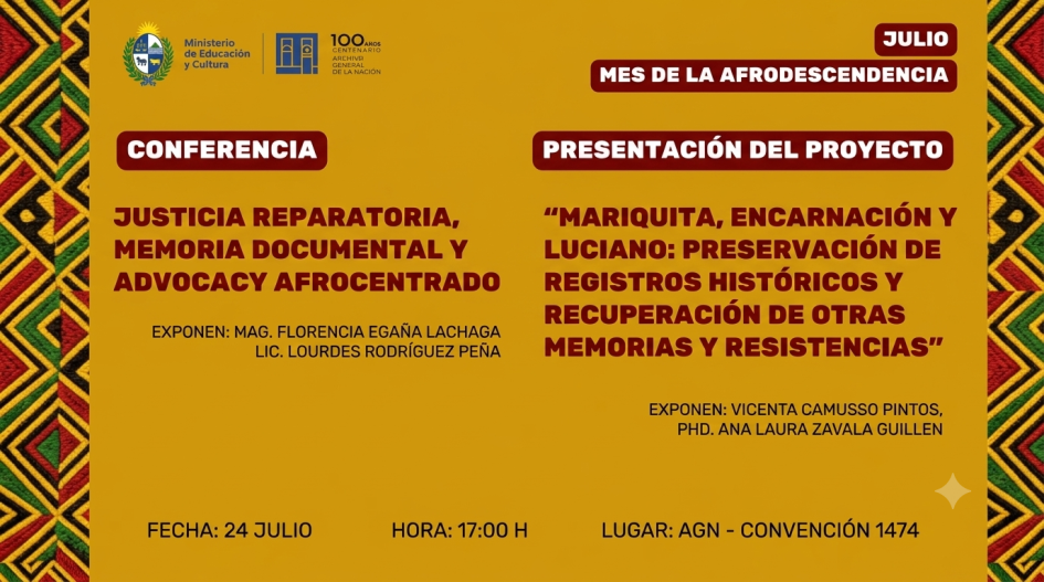 Conferencia en Archivo General de la Nación. Invitación a conferencia sobre afrodescendencia.