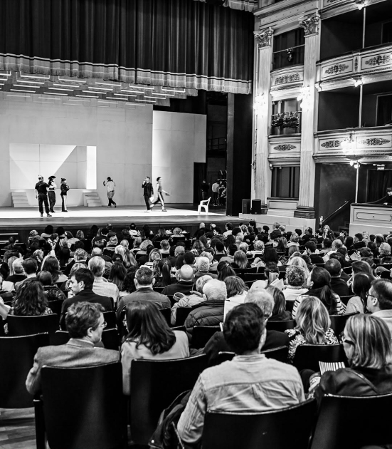 Espectadores presenciando la obra de teatro 