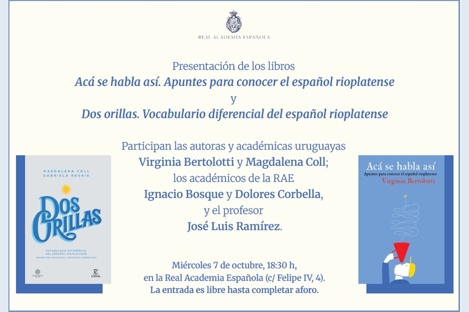 Presentación de los libros "Acá se habla así" y "Dos orillas" en la RAE, Madrid