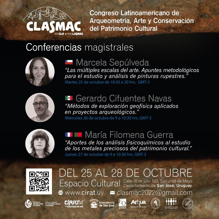 Conferencias magistrales para todo público durante el CLASMAC 2022 Afiche con lista de las conferencias magistrales para todo público durante el CLASMAC 2022