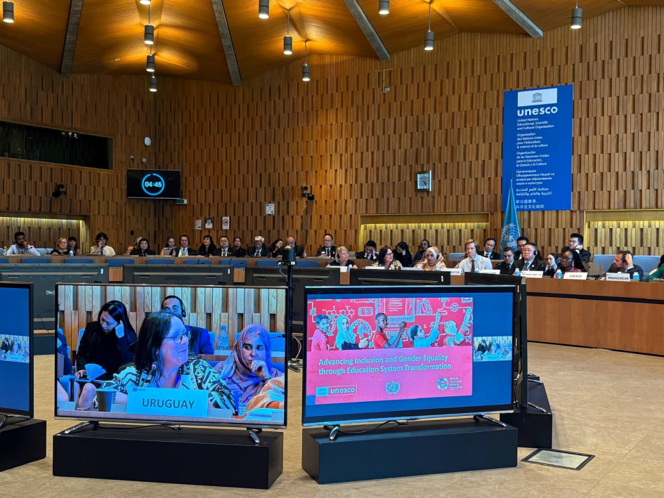 Subsecretaria participó en reunión internacional sobre educación inclusiva Plano general de la sala mostrando monitores