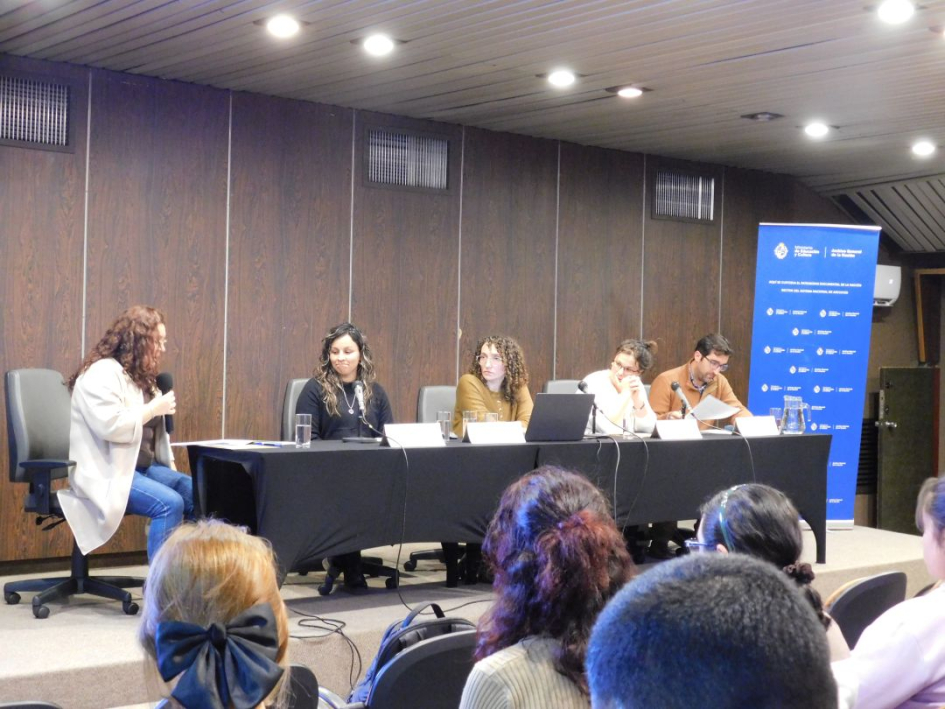 Mag. Erika Velázquez, Mag. María López, Gestora Cultural Belén Pafundi, Mag. Andrés Azpiroz