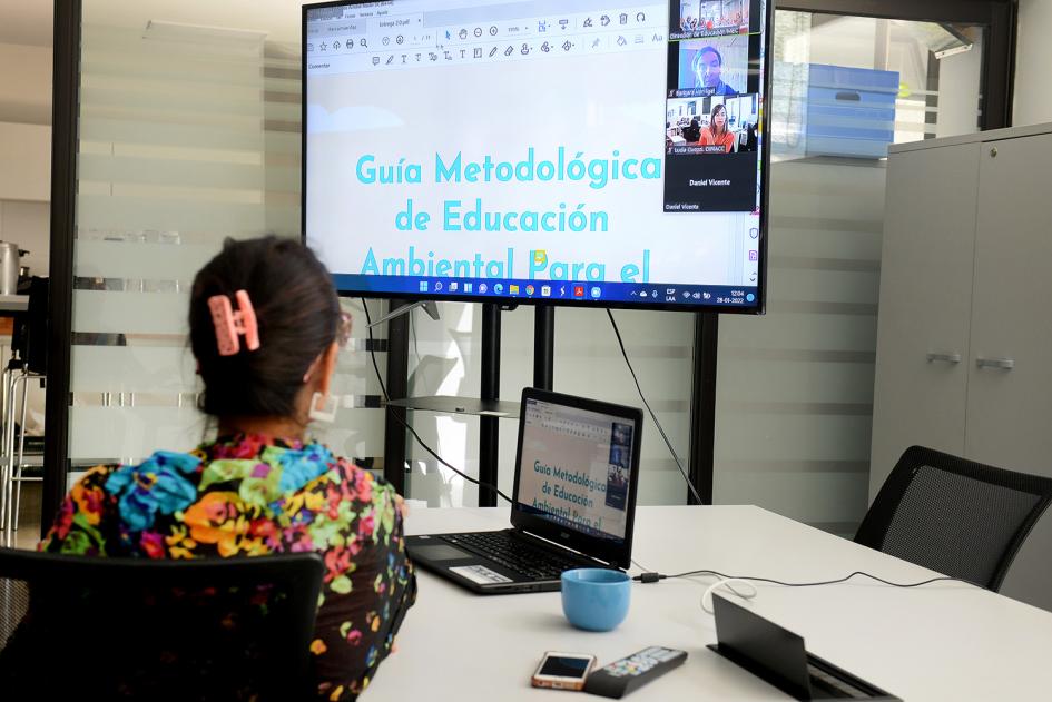 mujer viendo pantalla