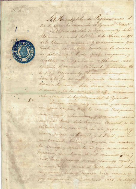 Documento manuscrito año 1825