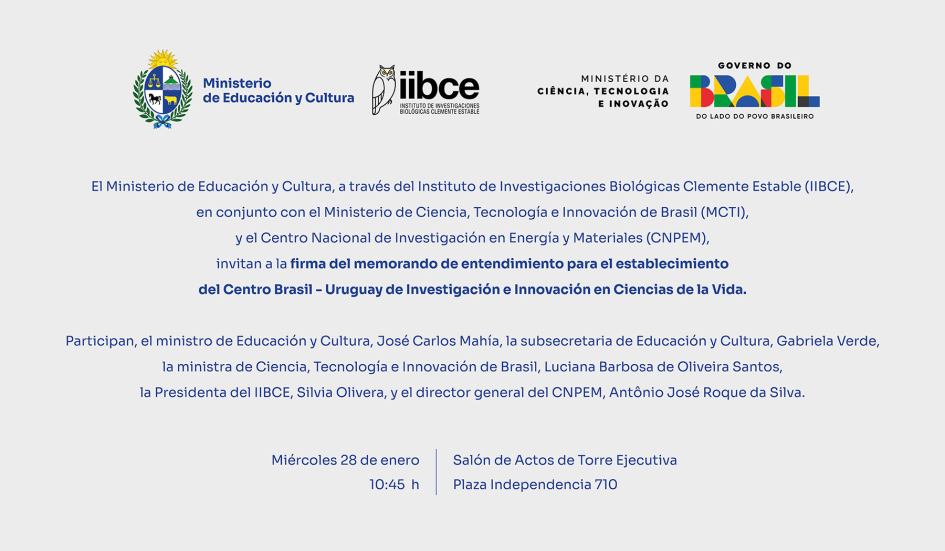 Firma de Memorando de Entendimiento para el Centro Brasil - Uruguay de Investigación e Innovación Invitación