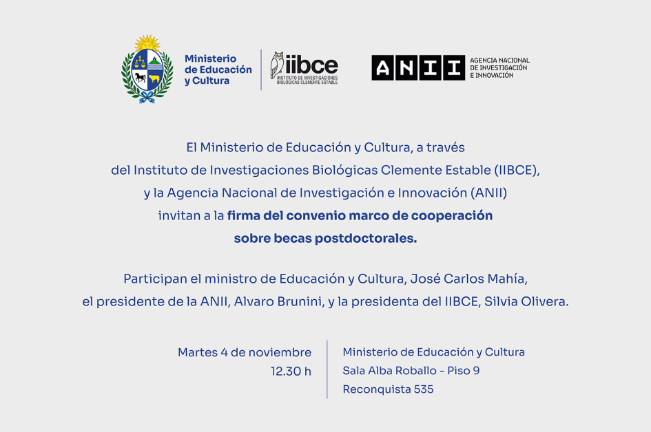 Invitación firma de convenio MEC - IIBCE -ANII