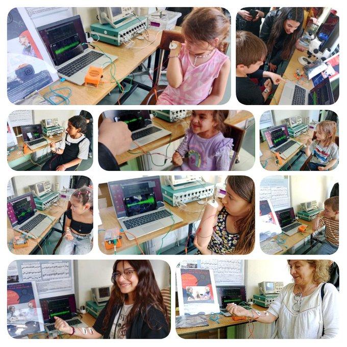 Imágenes de monitorieo de señales nerviosas; stand del lab de desarrollo neural Imágenes de monitorieo de señales nerviosas; stand del lab de desarrollo neural