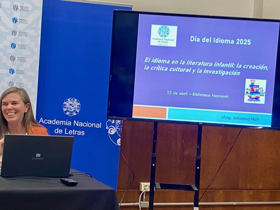 Johanna Holt en un momento de su presentación