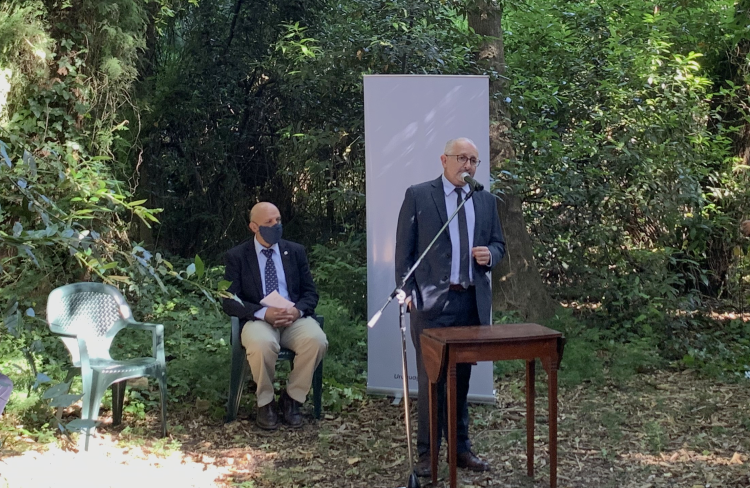 Ministro Pablo da Silveira en acto de cierre de ANCiU. Ministro hablando.