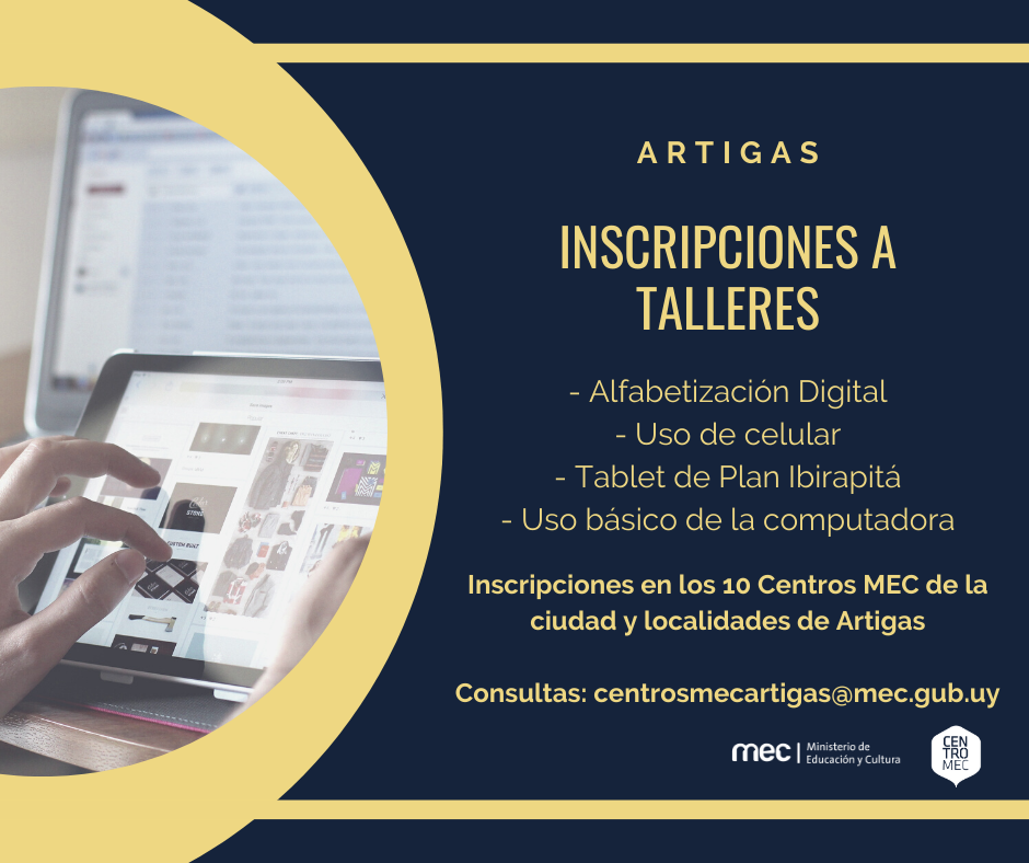 Flyer inscripciones a talleres den Artigas y localidades Flyer inscripiones a talleres en Artigas y localidades