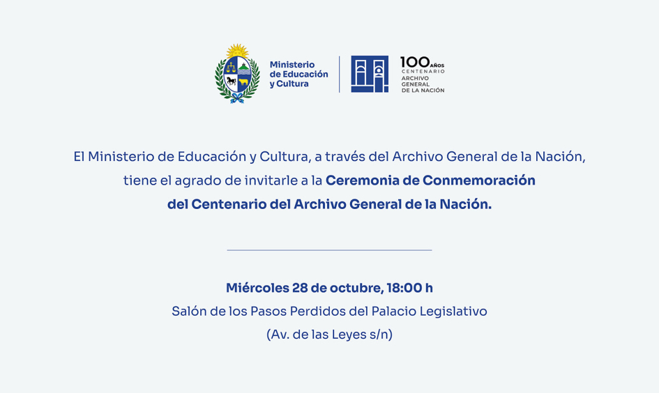 Invitación de la celebración de los 100 años del Archivo General de la Nación