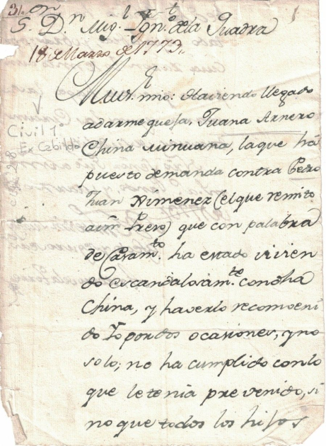 Juana Arnero, expediente judicial año 1773, por incumplimiento de una promesa de casamiento. Juana Arnero, expediente judicial año 1773, por incumplimiento de una promesa de casamiento