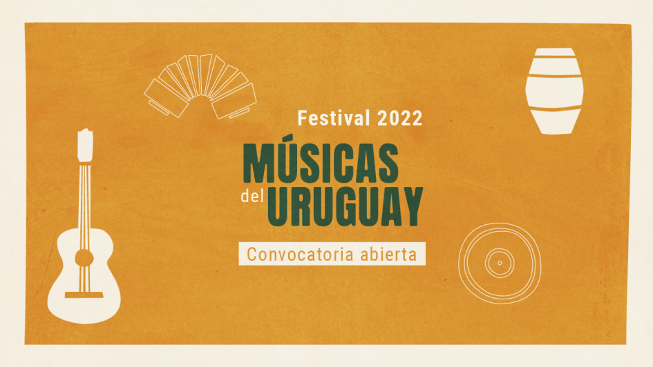 Festival Músicas del Uruguay Título del festival y dibujo de instrumentos