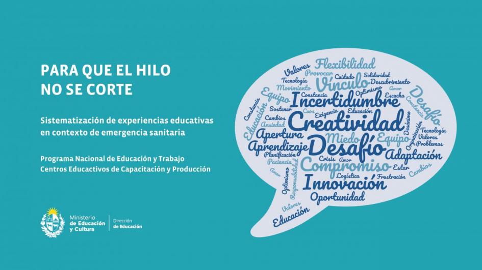 Para que el hilo no se corte Texto con el nombre de la publicación y nube de palabras