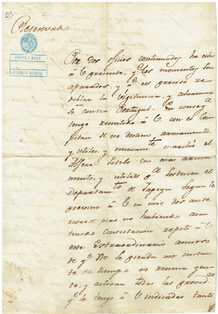 Correspondencia de José Artigas al comandante de Misiones Andrés Artigas, 18 de julio 1816.