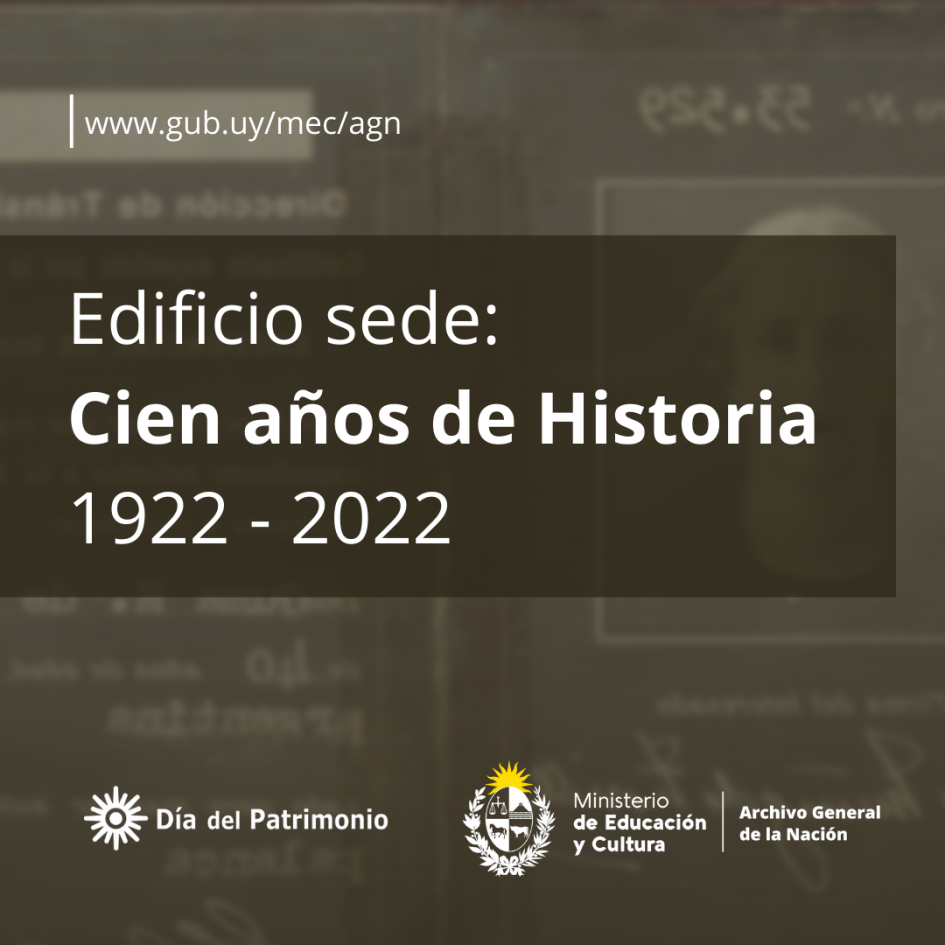 Muestra virtual "Edificio sede: Cien años de Historia" Imagen de placa gráfica informativa de muestra virtual